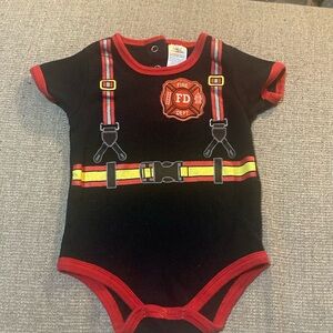 Baby onesie with fireman design